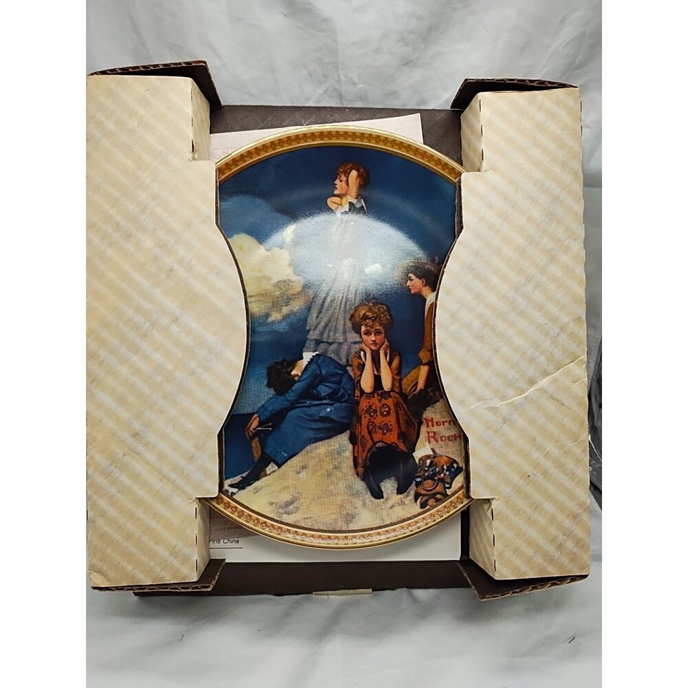 Norman Rockwell Waiting On The Shoe Collectors Plate Rediscovered Women W /COA